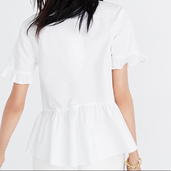 MADEWELL Studio Ruffle Hem Top in White - Picture 7 of 8